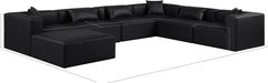 Meridian Furniture - Cube 144" Vegan Leather Upholstered 6 Piece Modular Sectional - 668Black-Sec7A - GreatFurnitureDeal
