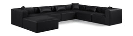 Meridian Furniture - Cube 144" Vegan Leather Upholstered 6 Piece Modular Sectional - 668Black-Sec7A - GreatFurnitureDeal