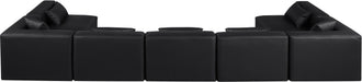 Meridian Furniture - Cube 180" Vegan Leather Upholstered 7 Piece Modular Sectional - 668Black-Sec7B - GreatFurnitureDeal