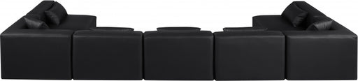Meridian Furniture - Cube 180" Vegan Leather Upholstered 7 Piece Modular Sectional - 668Black-Sec7B - GreatFurnitureDeal