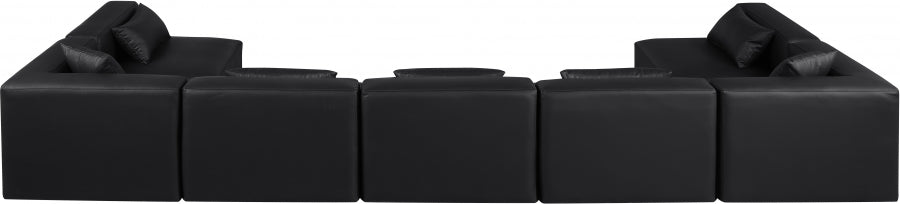 Meridian Furniture - Cube 180" Vegan Leather Upholstered 7 Piece Modular Sectional - 668Black-Sec7B - GreatFurnitureDeal