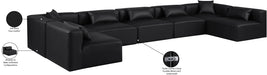 Meridian Furniture - Cube 180" Vegan Leather Upholstered 7 Piece Modular Sectional - 668Black-Sec7B - GreatFurnitureDeal
