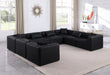 Meridian Furniture - Cube 144" Vegan Leather Upholstered 8 Piece Modular Sectional - 668Black-Sec8A - GreatFurnitureDeal