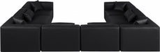Meridian Furniture - Cube 144" Vegan Leather Upholstered 8 Piece Modular Sectional - 668Black-Sec8A - GreatFurnitureDeal