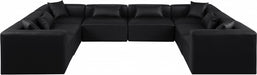 Meridian Furniture - Cube 144" Vegan Leather Upholstered 8 Piece Modular Sectional - 668Black-Sec8A - GreatFurnitureDeal