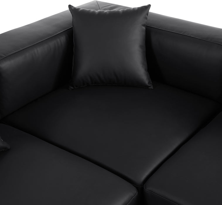 Meridian Furniture - Cube 144" Vegan Leather Upholstered 8 Piece Modular Sectional - 668Black-Sec8A - GreatFurnitureDeal