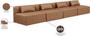 Meridian Furniture - Cube 144" Vegan Leather Upholstered 4 Piece Armless Modular Sofa - 668Brown-S144A - GreatFurnitureDeal