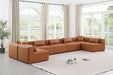 Meridian Furniture - Cube 180" Vegan Leather Upholstered 7 Piece Modular Sectional - 668Cognac-Sec7B - GreatFurnitureDeal