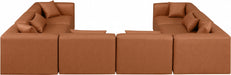 Meridian Furniture - Cube 144" Vegan Leather Upholstered 8 Piece Modular Sectional - 668Cognac-Sec8A - GreatFurnitureDeal