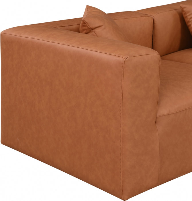 Meridian Furniture - Cube 144" Vegan Leather Upholstered 8 Piece Modular Sectional - 668Cognac-Sec8A - GreatFurnitureDeal