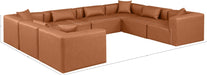 Meridian Furniture - Cube 144" Vegan Leather Upholstered 8 Piece Modular Sectional - 668Cognac-Sec8A - GreatFurnitureDeal