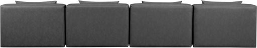 Meridian Furniture - Cube 144" Vegan Leather Upholstered 4 Piece Armless Modular Sofa - 668Grey-S144A - GreatFurnitureDeal