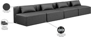 Meridian Furniture - Cube 144" Vegan Leather Upholstered 4 Piece Armless Modular Sofa - 668Grey-S144A - GreatFurnitureDeal