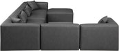 Meridian Furniture - Cube 144" Vegan Leather Upholstered 6 Piece Modular Sectional - 668Grey-Sec7A - GreatFurnitureDeal