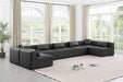 Meridian Furniture - Cube 180" Vegan Leather Upholstered 7 Piece Modular Sectional - 668Grey-Sec7B - GreatFurnitureDeal