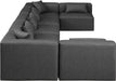 Meridian Furniture - Cube 180" Vegan Leather Upholstered 7 Piece Modular Sectional - 668Grey-Sec7B - GreatFurnitureDeal