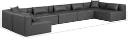 Meridian Furniture - Cube 180" Vegan Leather Upholstered 7 Piece Modular Sectional - 668Grey-Sec7B - GreatFurnitureDeal