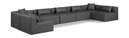Meridian Furniture - Cube 180" Vegan Leather Upholstered 7 Piece Modular Sectional - 668Grey-Sec7B - GreatFurnitureDeal