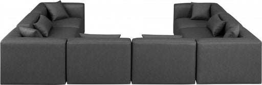 Meridian Furniture - Cube 144" Vegan Leather Upholstered 8 Piece Modular Sectional - 668Grey-Sec8A - GreatFurnitureDeal