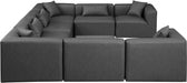 Meridian Furniture - Cube 144" Vegan Leather Upholstered 8 Piece Modular Sectional - 668Grey-Sec8A - GreatFurnitureDeal