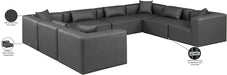 Meridian Furniture - Cube 144" Vegan Leather Upholstered 8 Piece Modular Sectional - 668Grey-Sec8A - GreatFurnitureDeal
