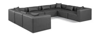 Meridian Furniture - Cube 144" Vegan Leather Upholstered 8 Piece Modular Sectional - 668Grey-Sec8A - GreatFurnitureDeal