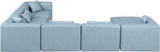 Meridian Furniture - Cube 144" Vegan Leather Upholstered 7 Piece Modular Sectional - 668LtBlu-Sec7A - GreatFurnitureDeal