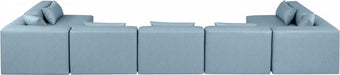 Meridian Furniture - Cube 180" Vegan Leather Upholstered 7 Piece Modular Sectional - 668LtBlu-Sec7B - GreatFurnitureDeal