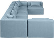 Meridian Furniture - Cube 180" Vegan Leather Upholstered 7 Piece Modular Sectional - 668LtBlu-Sec7B - GreatFurnitureDeal