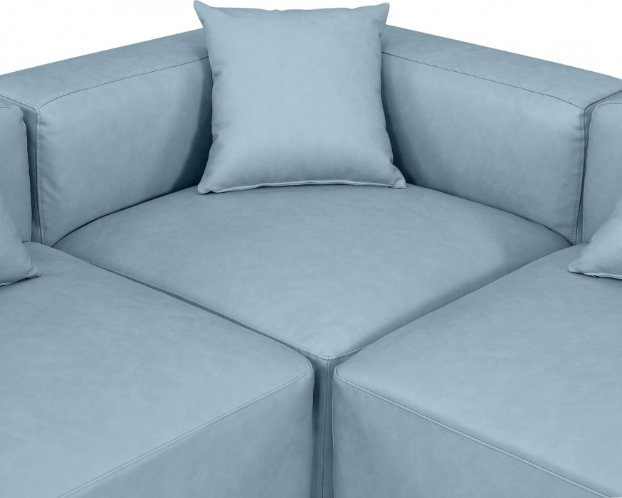 Meridian Furniture - Cube 180" Vegan Leather Upholstered 7 Piece Modular Sectional - 668LtBlu-Sec7B - GreatFurnitureDeal