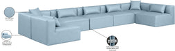 Meridian Furniture - Cube 180" Vegan Leather Upholstered 7 Piece Modular Sectional - 668LtBlu-Sec7B - GreatFurnitureDeal