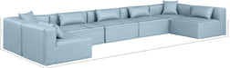 Meridian Furniture - Cube 180" Vegan Leather Upholstered 7 Piece Modular Sectional - 668LtBlu-Sec7B - GreatFurnitureDeal