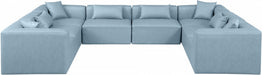 Meridian Furniture - Cube 144" Vegan Leather Upholstered 8 Piece Modular Sectional - 668LtBlu-Sec8A - GreatFurnitureDeal