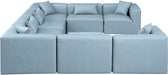 Meridian Furniture - Cube 144" Vegan Leather Upholstered 8 Piece Modular Sectional - 668LtBlu-Sec8A - GreatFurnitureDeal