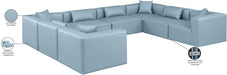 Meridian Furniture - Cube 144" Vegan Leather Upholstered 8 Piece Modular Sectional - 668LtBlu-Sec8A - GreatFurnitureDeal