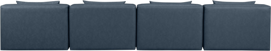 Meridian Furniture - Cube 144" Vegan Leather Upholstered 4 Piece Armless Modular Sofa - 668Navy-S144A - GreatFurnitureDeal