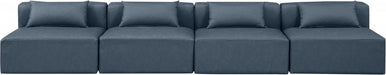Meridian Furniture - Cube 144" Vegan Leather Upholstered 4 Piece Armless Modular Sofa - 668Navy-S144A - GreatFurnitureDeal