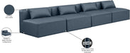 Meridian Furniture - Cube 144" Vegan Leather Upholstered 4 Piece Armless Modular Sofa - 668Navy-S144A - GreatFurnitureDeal