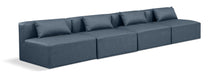 Meridian Furniture - Cube 144" Vegan Leather Upholstered 4 Piece Armless Modular Sofa - 668Navy-S144A - GreatFurnitureDeal