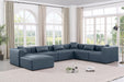 Meridian Furniture - Cube 144" Vegan Leather Upholstered 7 Piece Modular Sectional - 668Navy-Sec7A - GreatFurnitureDeal