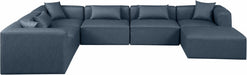 Meridian Furniture - Cube 144" Vegan Leather Upholstered 7 Piece Modular Sectional - 668Navy-Sec7A - GreatFurnitureDeal