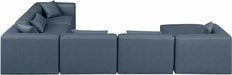 Meridian Furniture - Cube 144" Vegan Leather Upholstered 7 Piece Modular Sectional - 668Navy-Sec7A - GreatFurnitureDeal
