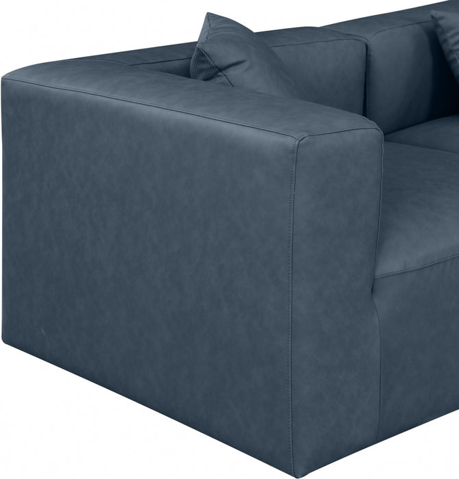 Meridian Furniture - Cube 144" Vegan Leather Upholstered 7 Piece Modular Sectional - 668Navy-Sec7A - GreatFurnitureDeal