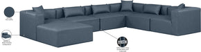 Meridian Furniture - Cube 144" Vegan Leather Upholstered 7 Piece Modular Sectional - 668Navy-Sec7A - GreatFurnitureDeal