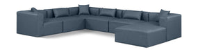 Meridian Furniture - Cube 144" Vegan Leather Upholstered 7 Piece Modular Sectional - 668Navy-Sec7A - GreatFurnitureDeal