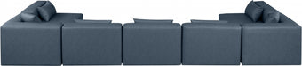 Meridian Furniture - Cube 180" Vegan Leather Upholstered 7 Piece Modular Sectional - 668Navy-Sec7B - GreatFurnitureDeal