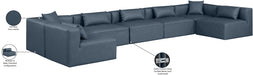 Meridian Furniture - Cube 180" Vegan Leather Upholstered 7 Piece Modular Sectional - 668Navy-Sec7B - GreatFurnitureDeal