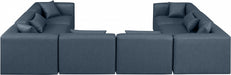 Meridian Furniture - Cube 144" Vegan Leather Upholstered 8 Piece Modular Sectional - 668Navy-Sec8A - GreatFurnitureDeal