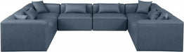 Meridian Furniture - Cube 144" Vegan Leather Upholstered 8 Piece Modular Sectional - 668Navy-Sec8A - GreatFurnitureDeal