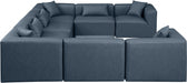 Meridian Furniture - Cube 144" Vegan Leather Upholstered 8 Piece Modular Sectional - 668Navy-Sec8A - GreatFurnitureDeal